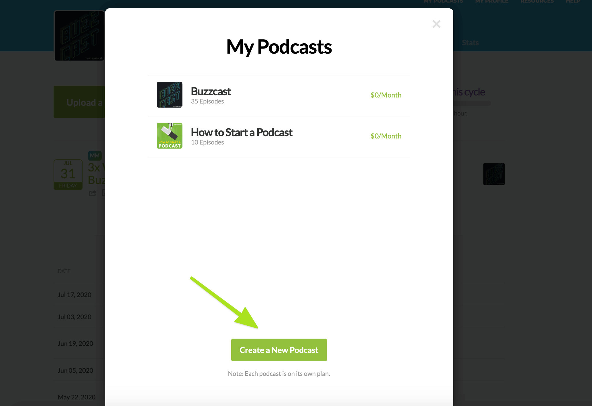 Adding a new podcast