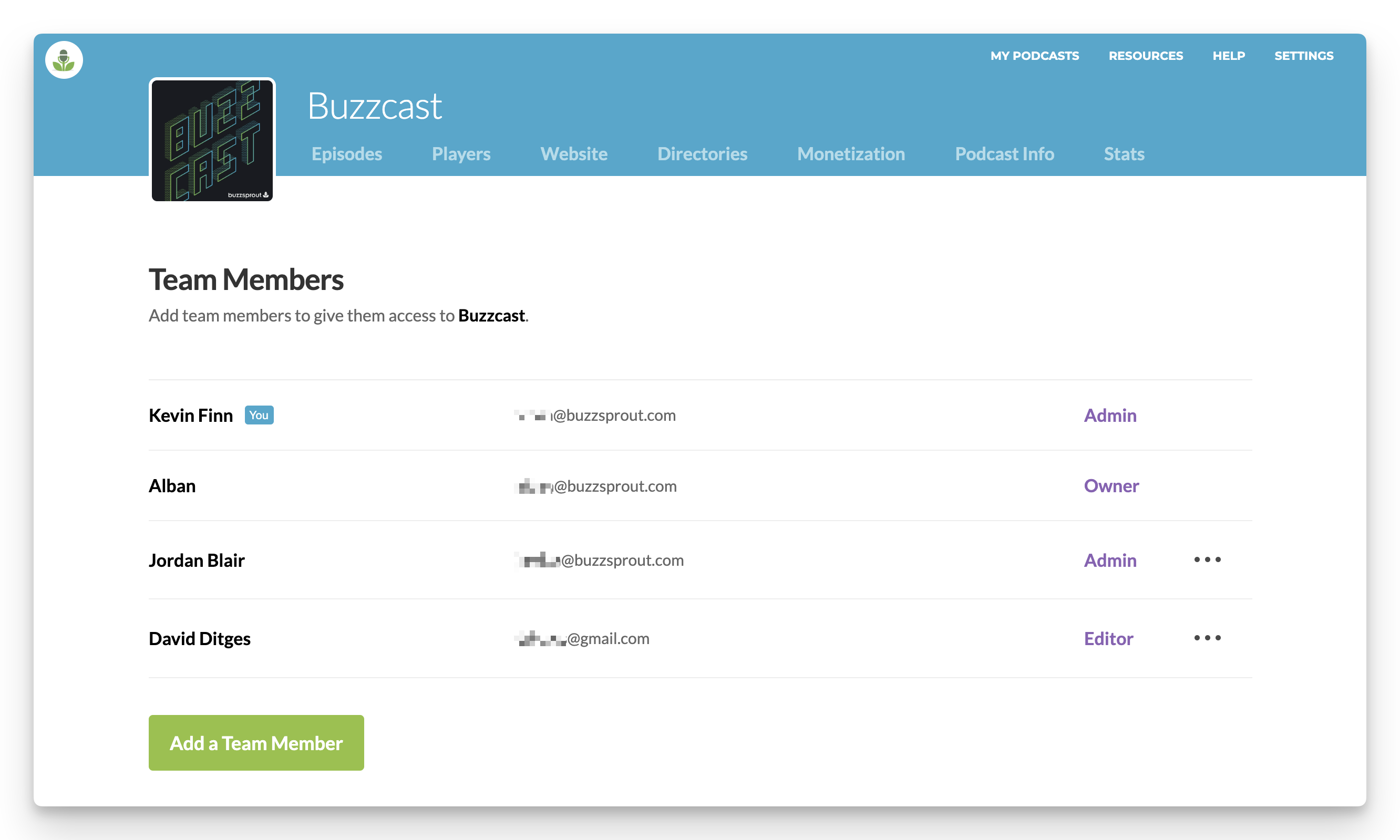 Team Members in Buzzsprout